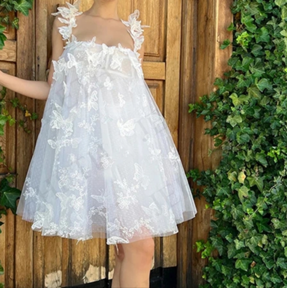 Gorgeous White Butterfly Dress 14 bridal, prom, homecoming, engagement shower